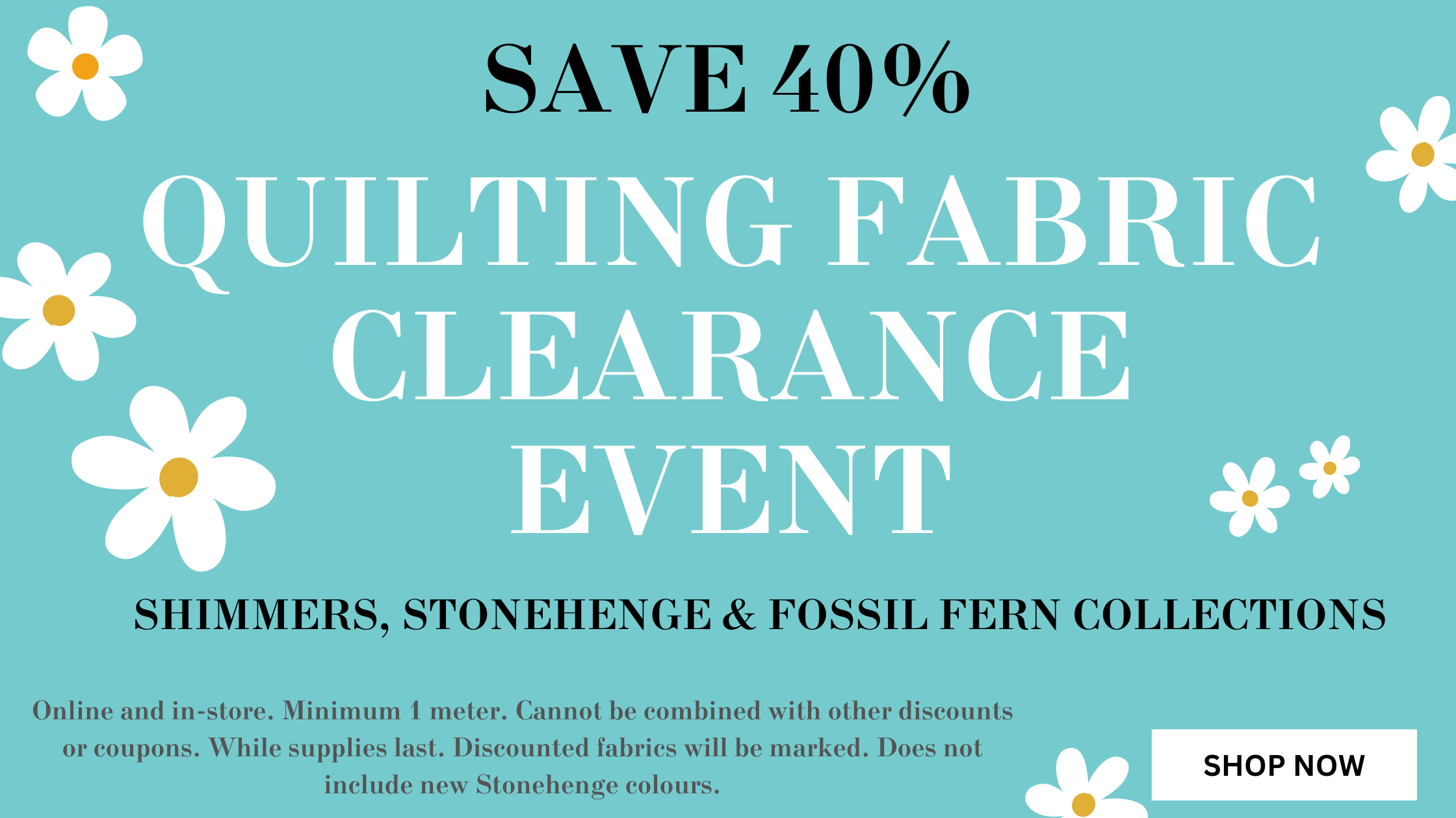 Quilting Fabric Clearance Event - Shimmer, Stonehenge & Fossil Fern Collections. Save 40%